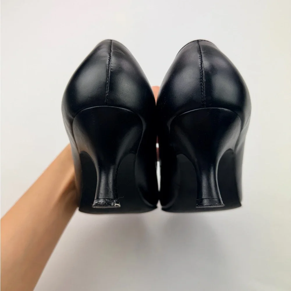 Steve Madden Volit Black Leather Kitten Heel Pumps Bow Detail Size 8B - Picture 6 of 10